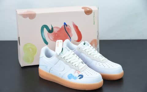 耐克 Nike Mayumi Yamase x Nk Flyleather AF1’07 Low 手绘涂鸦空军一号低帮休闲板鞋纯原版本 货号：DB3595-100