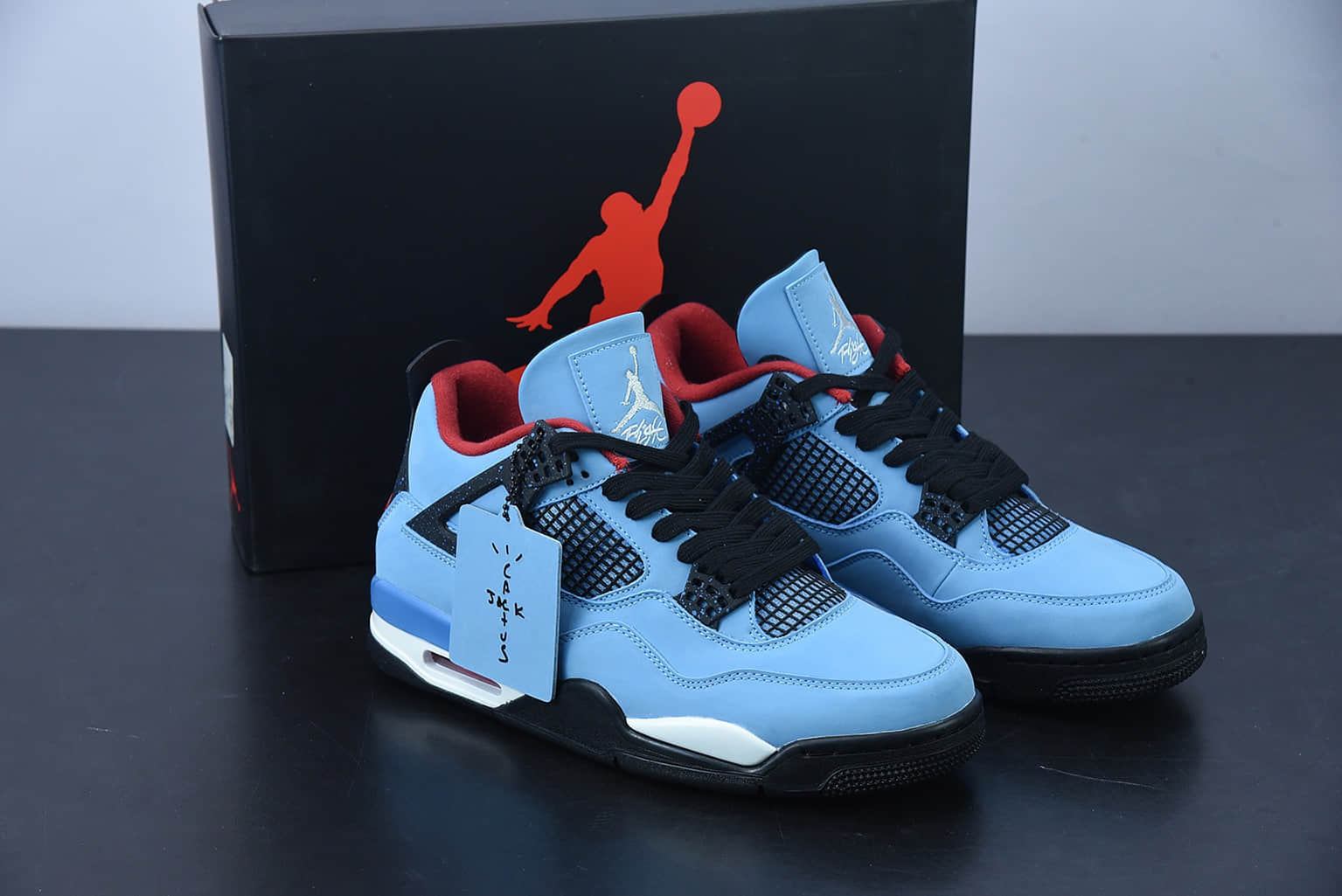 乔丹Travis Scott x Air Jordan 4 Retro 蓝麂皮AJ4联名款篮球鞋纯原版本 货号：308497-406