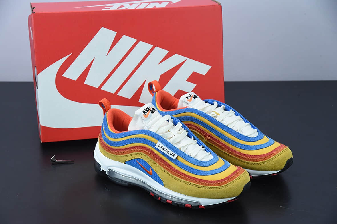耐克 Nike Air Max 97 红黄蓝全掌气垫复古子弹跑步鞋纯原版本 货号:DH1085-700