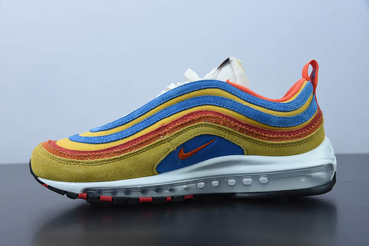 耐克 Nike Air Max 97 红黄蓝全掌气垫复古子弹跑步鞋纯原版本 货号:DH1085-700