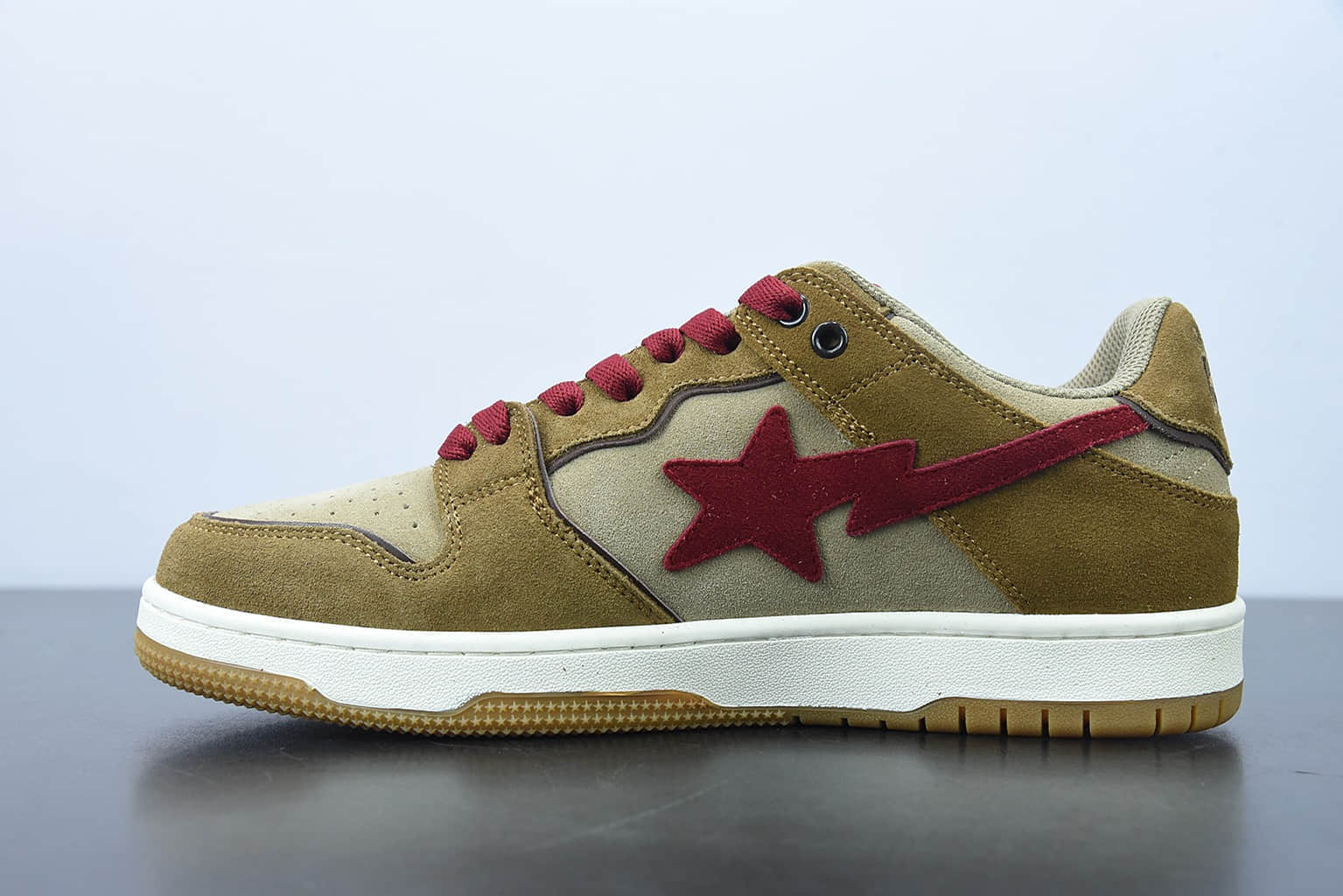Human Made Bape Sta Sk8 To Nigo 潮流教父Nigo品牌棕红色猿人头经典滑板百搭休闲运动板鞋纯原版本 货号： 1G801009I