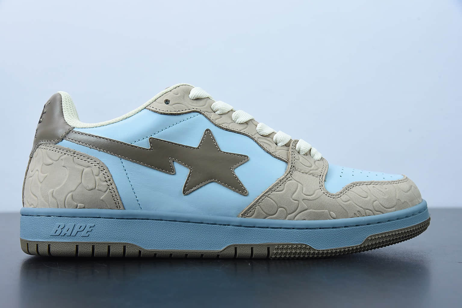 Human Made Bape Sta Sk8 To Nigo 潮流教父Nigo品牌灰蓝色猿人头经典滑板百搭休闲运动板鞋纯原版本 货号：1G801009I