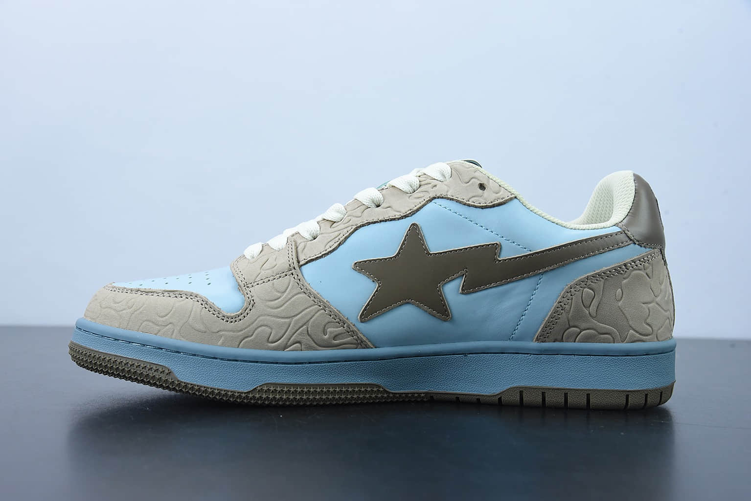 Human Made Bape Sta Sk8 To Nigo 潮流教父Nigo品牌灰蓝色猿人头经典滑板百搭休闲运动板鞋纯原版本 货号：1G801009I