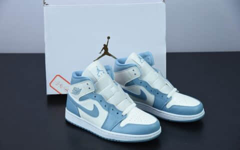 乔丹 Air Jordan 1 Mid UNC AJ1北卡蓝白蓝中帮女子篮球鞋纯原版本 货号：BQ6472-141