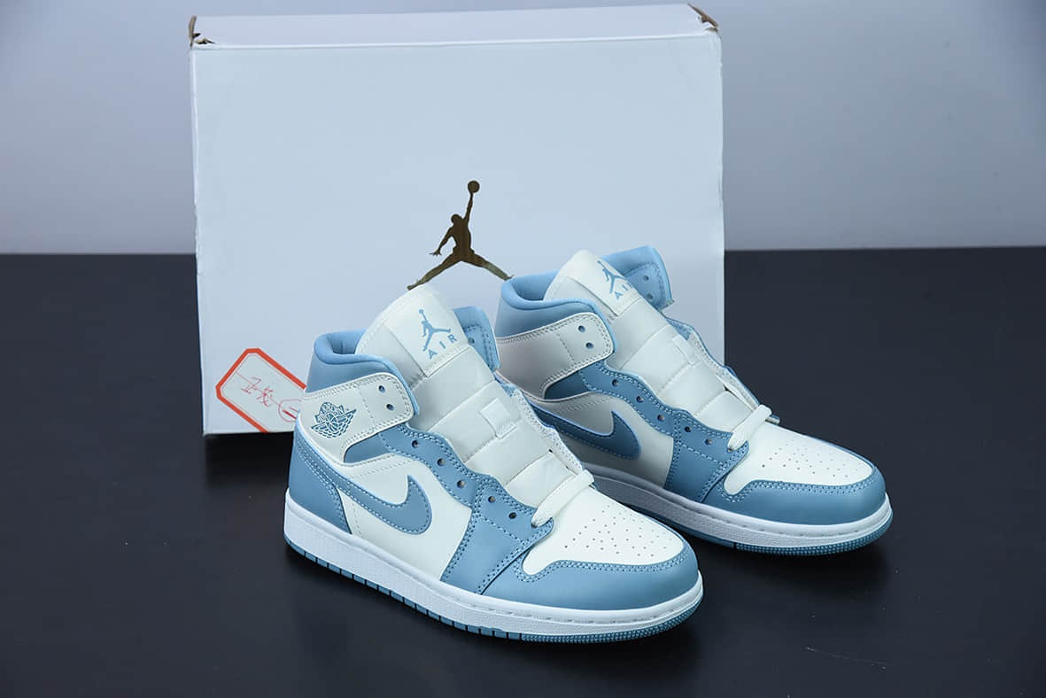 乔丹 Air Jordan 1 Mid UNC AJ1北卡蓝白蓝中帮女子篮球鞋纯原版本 货号：BQ6472-141