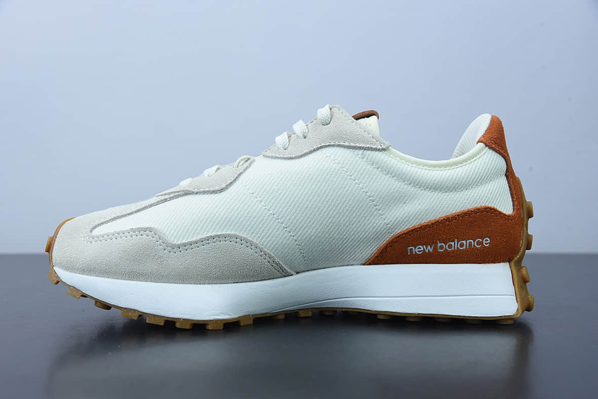 新百伦 New Balance MS327系列翻毛浅卡其白棕红复古休闲运动慢跑鞋纯原版本 货号：WS327RA