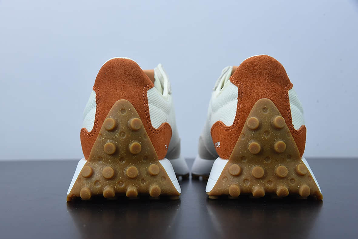 新百伦 New Balance MS327系列翻毛浅卡其白棕红复古休闲运动慢跑鞋纯原版本 货号：WS327RA