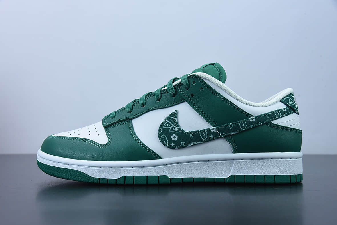 耐克 Nike Dunk Low ESS“Green Paisley” 白绿腰果花佩斯利联名低帮休闲文化板鞋纯原版本 货号：DH4401-102