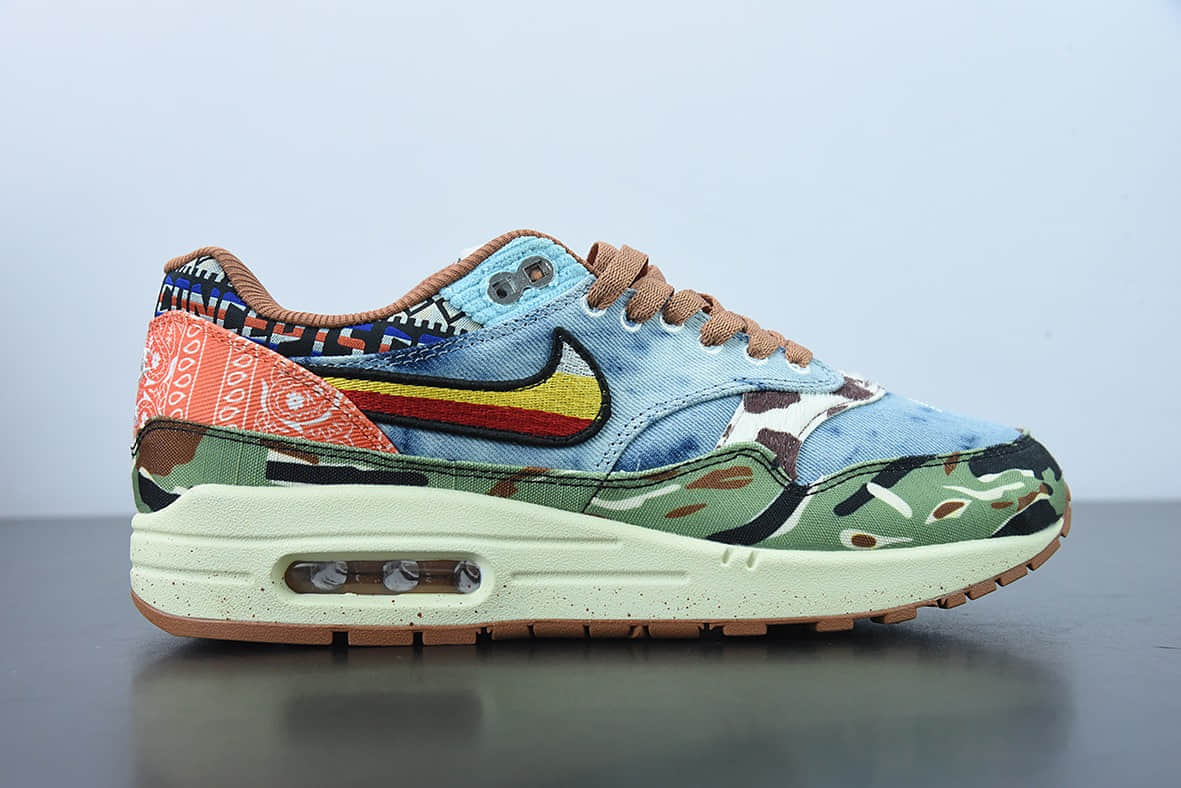耐克Nike Concepts x NK Air Max 1 波士顿潮店联名虎纹迷彩半掌气垫跑鞋纯原版本 货号:DN1803-900
