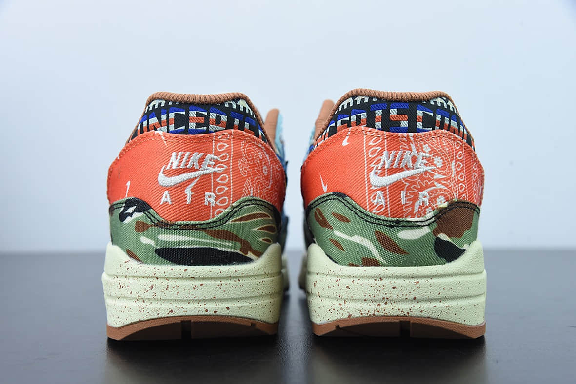 耐克Nike Concepts x NK Air Max 1 波士顿潮店联名虎纹迷彩半掌气垫跑鞋纯原版本 货号:DN1803-900