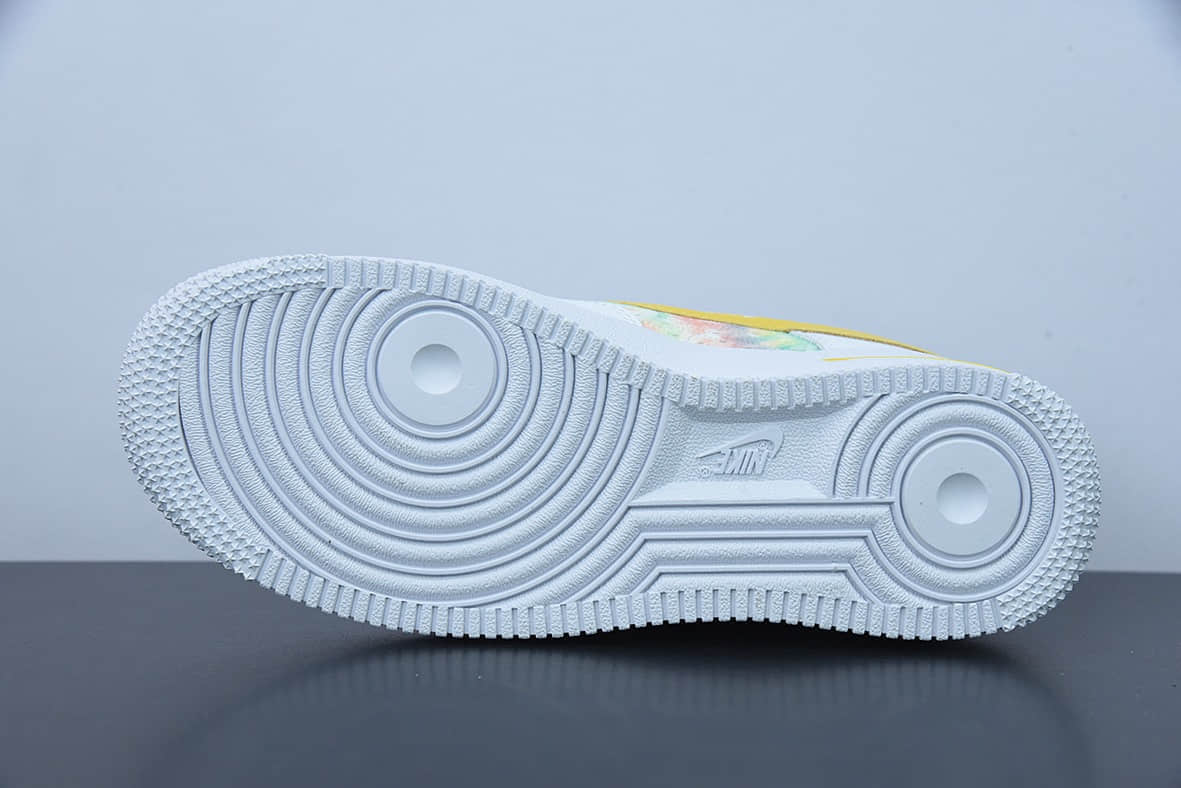 耐克Nike Air Force 1'07 Low 扎染刺绣黄勾空军一号低帮休闲板鞋纯原版本 货号：CH3512-002