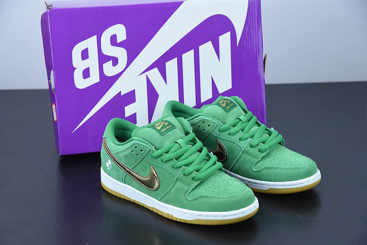 耐克 Nike SB Dunk LowSt. Patrick’s Day凯尔特人绿金四叶草刺绣低帮板鞋纯原版本 货号:BQ6817-303