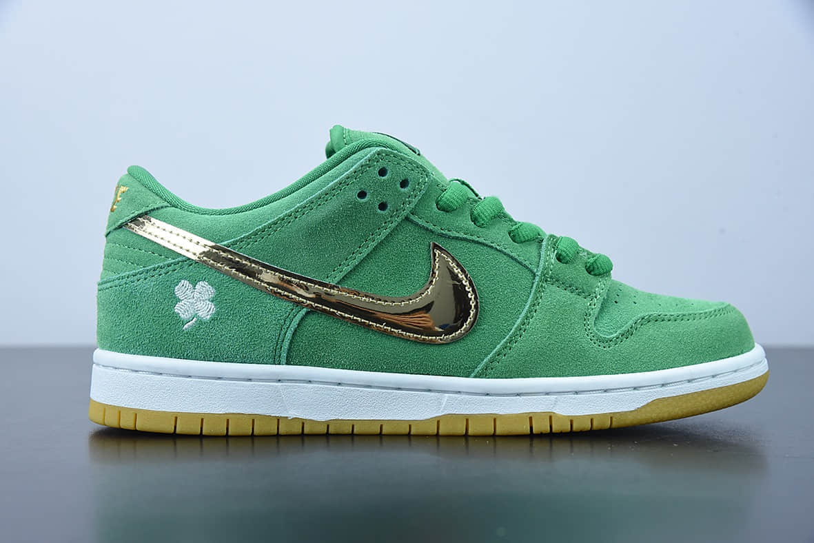 耐克 Nike SB Dunk LowSt. Patrick’s Day凯尔特人绿金四叶草刺绣低帮板鞋纯原版本 货号:BQ6817-303