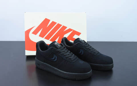 耐克Nike Stussy x Nike Air Force 1 ’07 Black Cool 斯图西联名纯黑布面空军一号低帮休闲板鞋纯原版本 货号：CZ9084-001