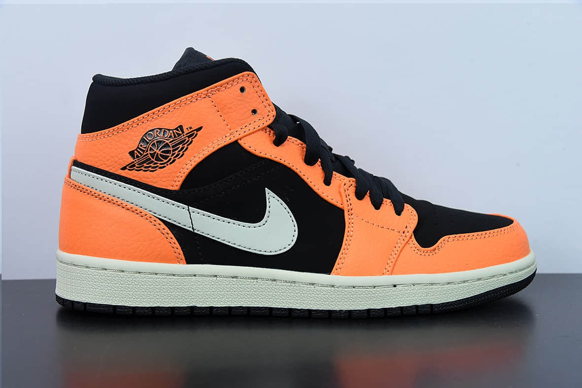 乔丹Air Jordan AJ1 Mid 黑橙小扣碎中帮篮球鞋纯原版本 货号:554724-062
