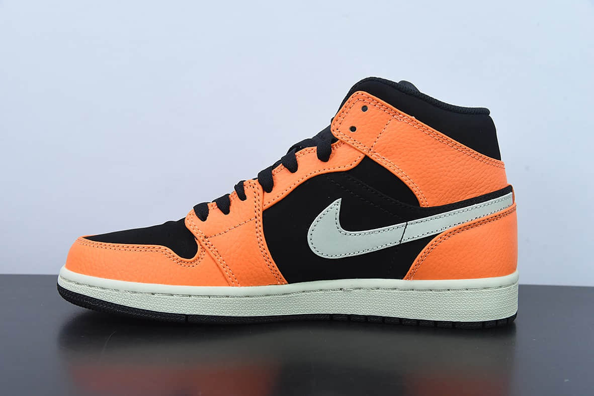 乔丹Air Jordan AJ1 Mid 黑橙小扣碎中帮篮球鞋纯原版本 货号:554724-062