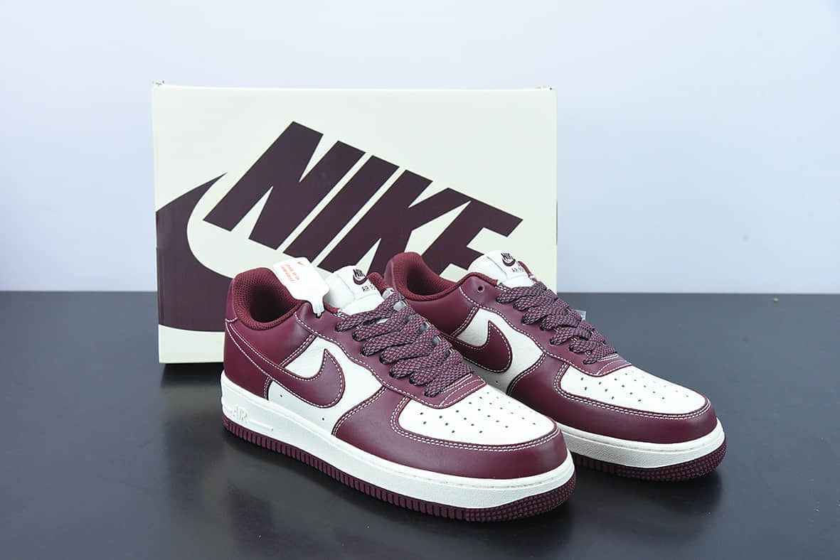 耐克Nike Air Force 1 Low ’07 米酒红马克线满天星配色空军一号低帮休闲板鞋纯原版本 货号：JH6969-281