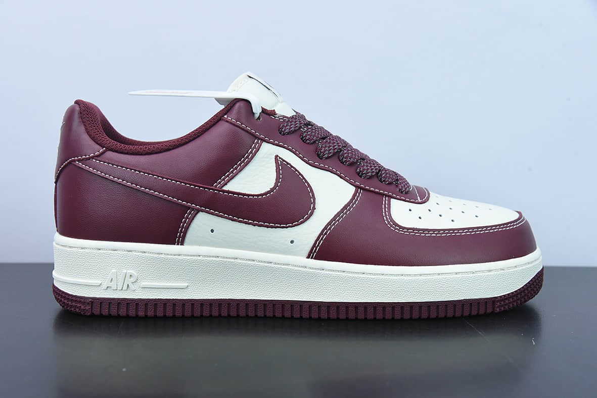 耐克Nike Air Force 1 Low ’07 米酒红马克线满天星配色空军一号低帮休闲板鞋纯原版本 货号：JH6969-281