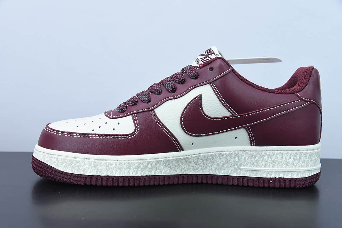 耐克Nike Air Force 1 Low ’07 米酒红马克线满天星配色空军一号低帮休闲板鞋纯原版本 货号：JH6969-281