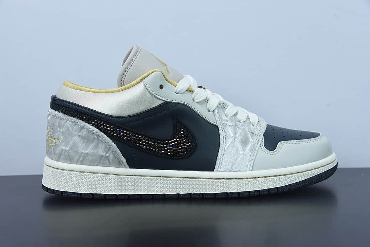 乔丹Air Jordan 1 Low AJ1 乔1黑灰绸缎低帮文化篮球鞋纯原版本 货号：DV1762-001