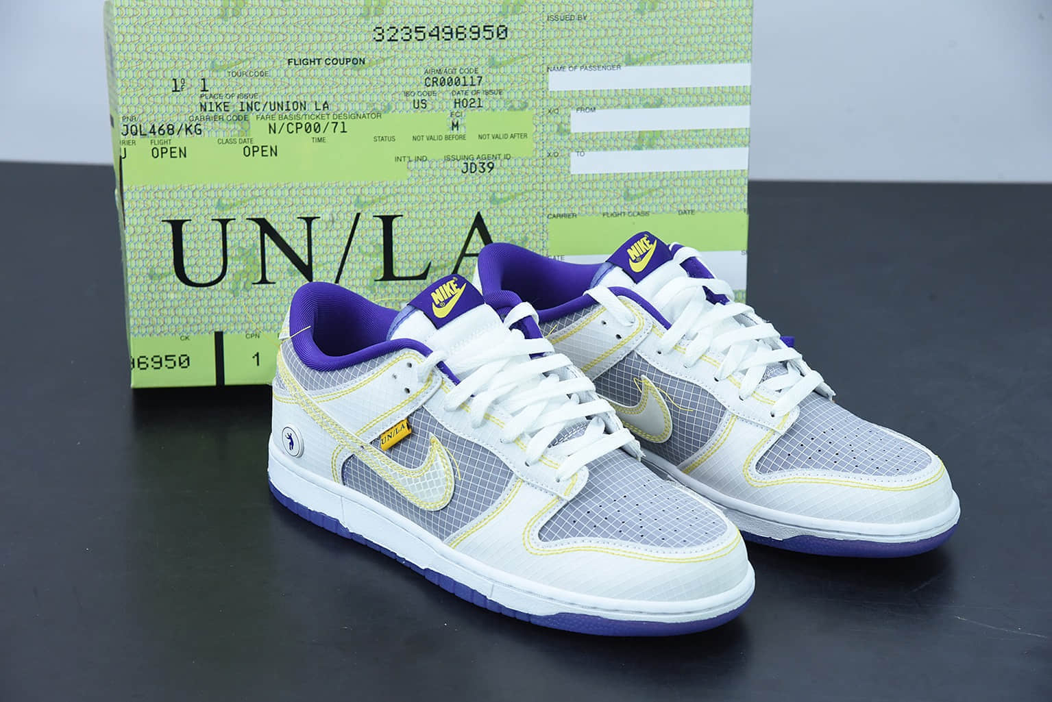 耐克Nike Union x Nk Dunk Low Union紫金湖人缝线网面网格联名款低帮休闲板鞋纯原版本 货号：DJ9649-500