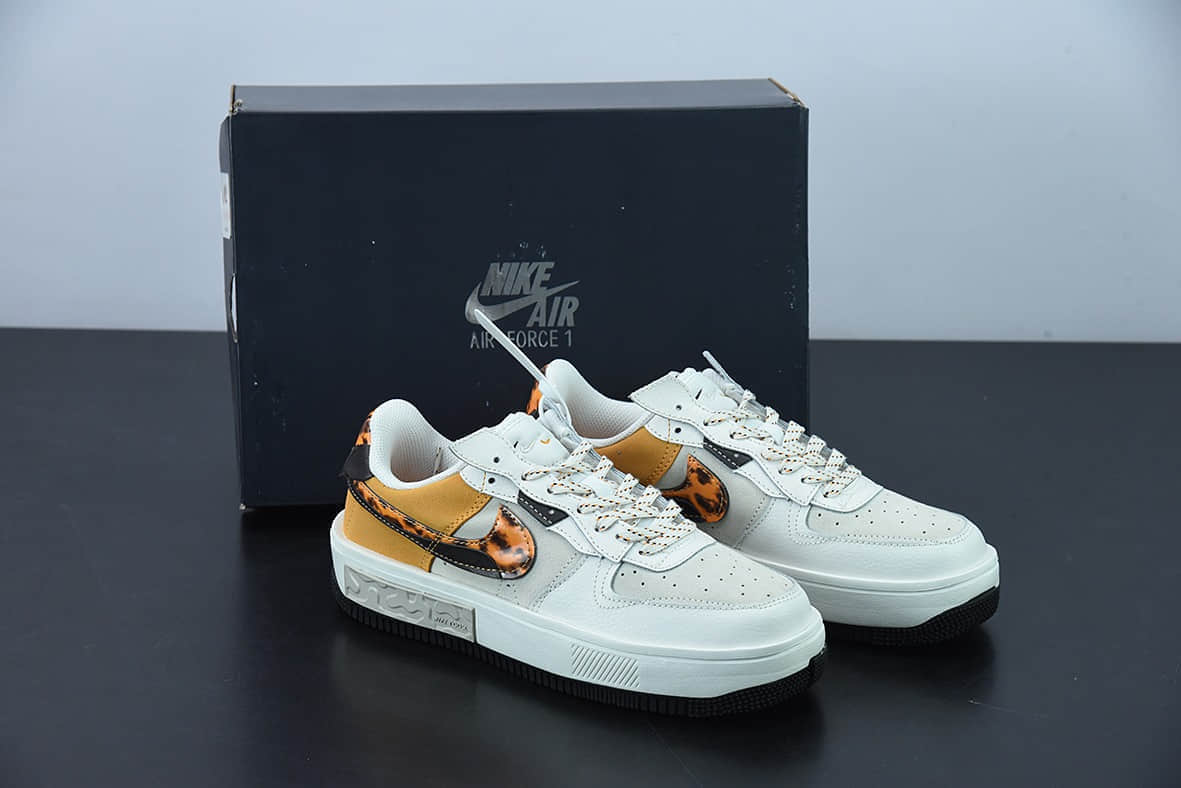 耐克Nike Air Force 1 Low 厚底皮革白灰黄空军一号低帮运动休闲板鞋纯原版本 货号：DR0151-001