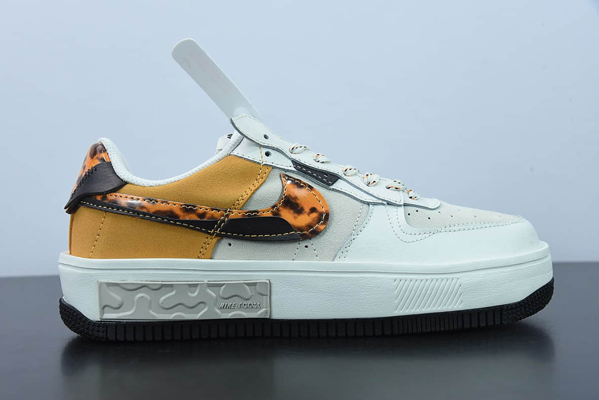 耐克Nike Air Force 1 Low 厚底皮革白灰黄空军一号低帮运动休闲板鞋纯原版本 货号：DR0151-001