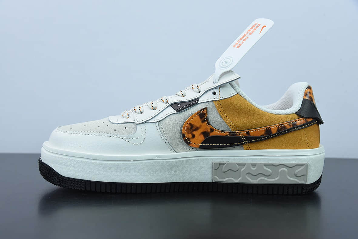 耐克Nike Air Force 1 Low 厚底皮革白灰黄空军一号低帮运动休闲板鞋纯原版本 货号：DR0151-001