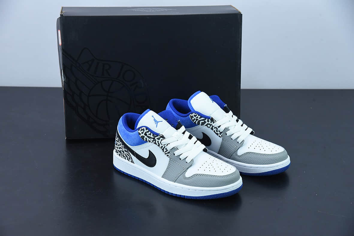 乔丹Air Jordan 1 AJ1 Low 乔丹1代白蓝灰白蓝爆裂纹低帮篮球鞋纯原版本 货号：DM1199-140