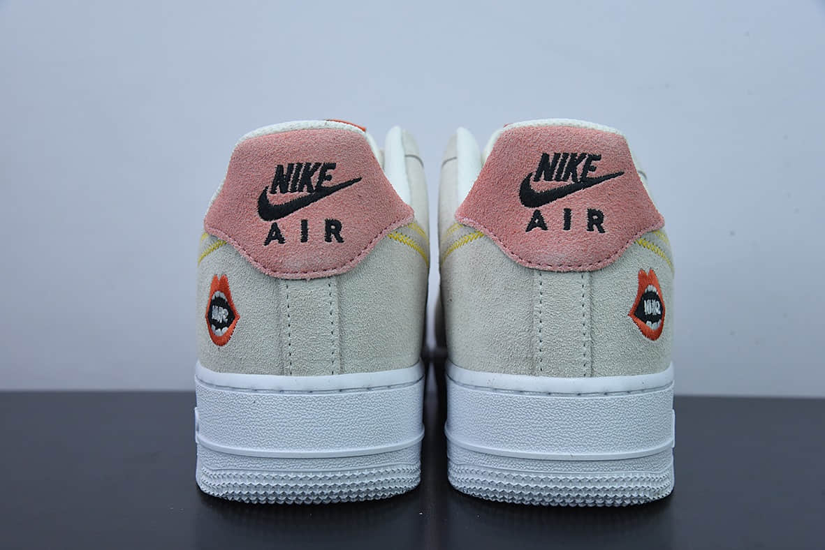 耐克Nike Air Force 1 AF1浅灰白口红刺绣空军一号低帮休闲板鞋纯原版本 货号:DQ7656-100