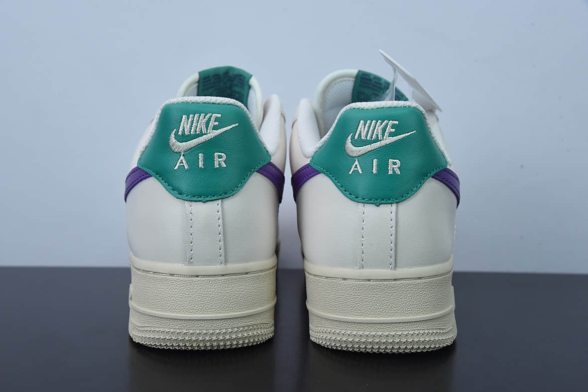 耐克Nike By You Air Force 1'07 Low Retro SP奶白深紫水绿空军一号低帮休闲板鞋纯原版本 货号：BS8873-306