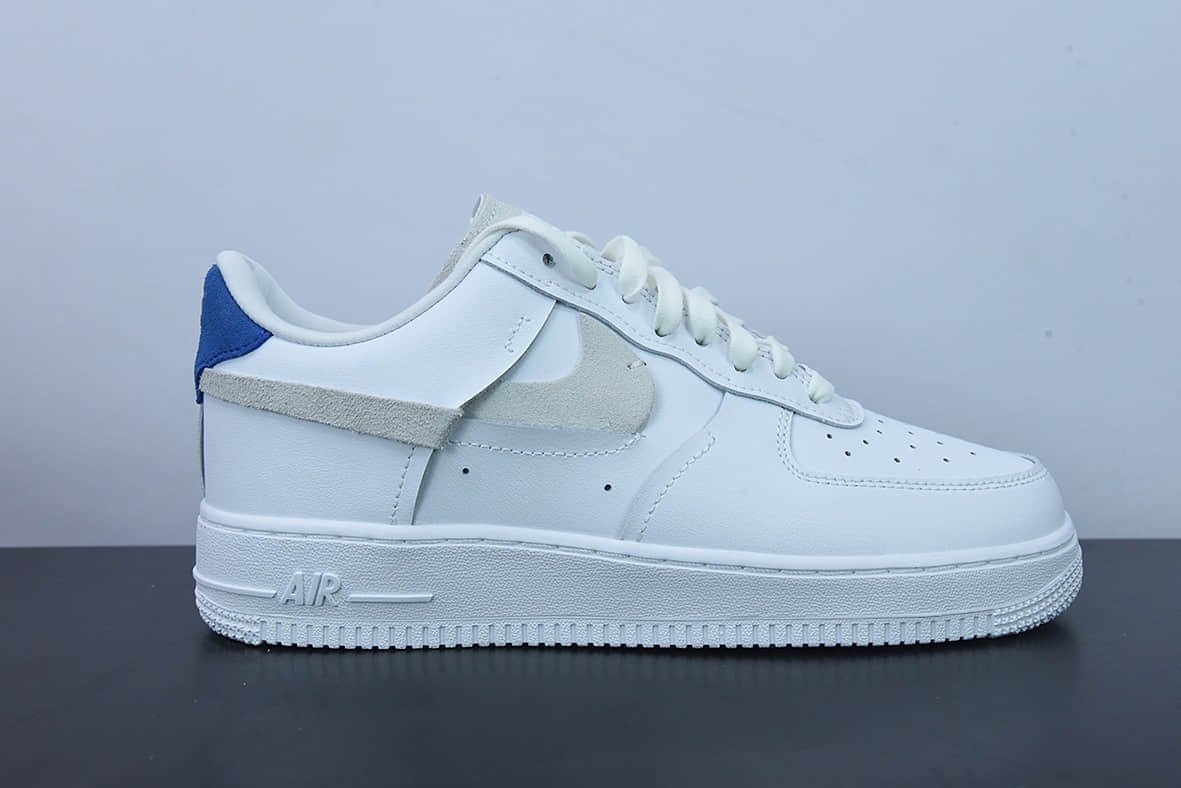 耐克Nike Air Force 1 '07 LXVandalized Sail白皮断钩蓝橙尾”解构空军一号经典低帮百搭休闲运动板鞋纯原版本 货号:898889-103