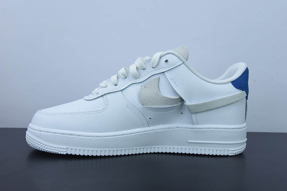 耐克Nike Air Force 1 '07 LXVandalized Sail白皮断钩蓝橙尾”解构空军一号经典低帮百搭休闲运动板鞋纯原版本 货号:898889-103
