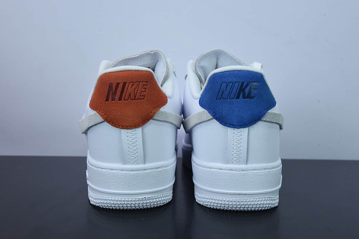 耐克Nike Air Force 1 '07 LXVandalized Sail白皮断钩蓝橙尾”解构空军一号经典低帮百搭休闲运动板鞋纯原版本 货号:898889-103