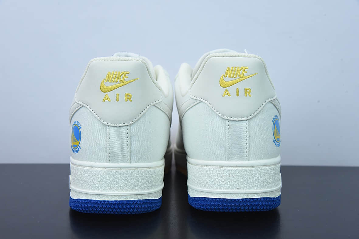 耐克Nike Air Force 1“帆布金州勇士队米白紫黄蓝迷你双钩子空军一号低帮休闲板鞋纯原版本 货号:NA2022-004