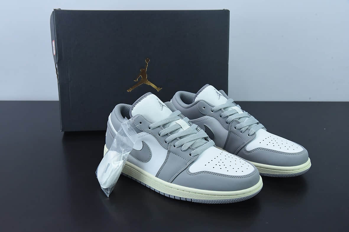 乔丹Air Jordan 1 Low Vintage Grey AJ 乔1白灰低帮复古篮球鞋纯原版本 货号：553558-053
