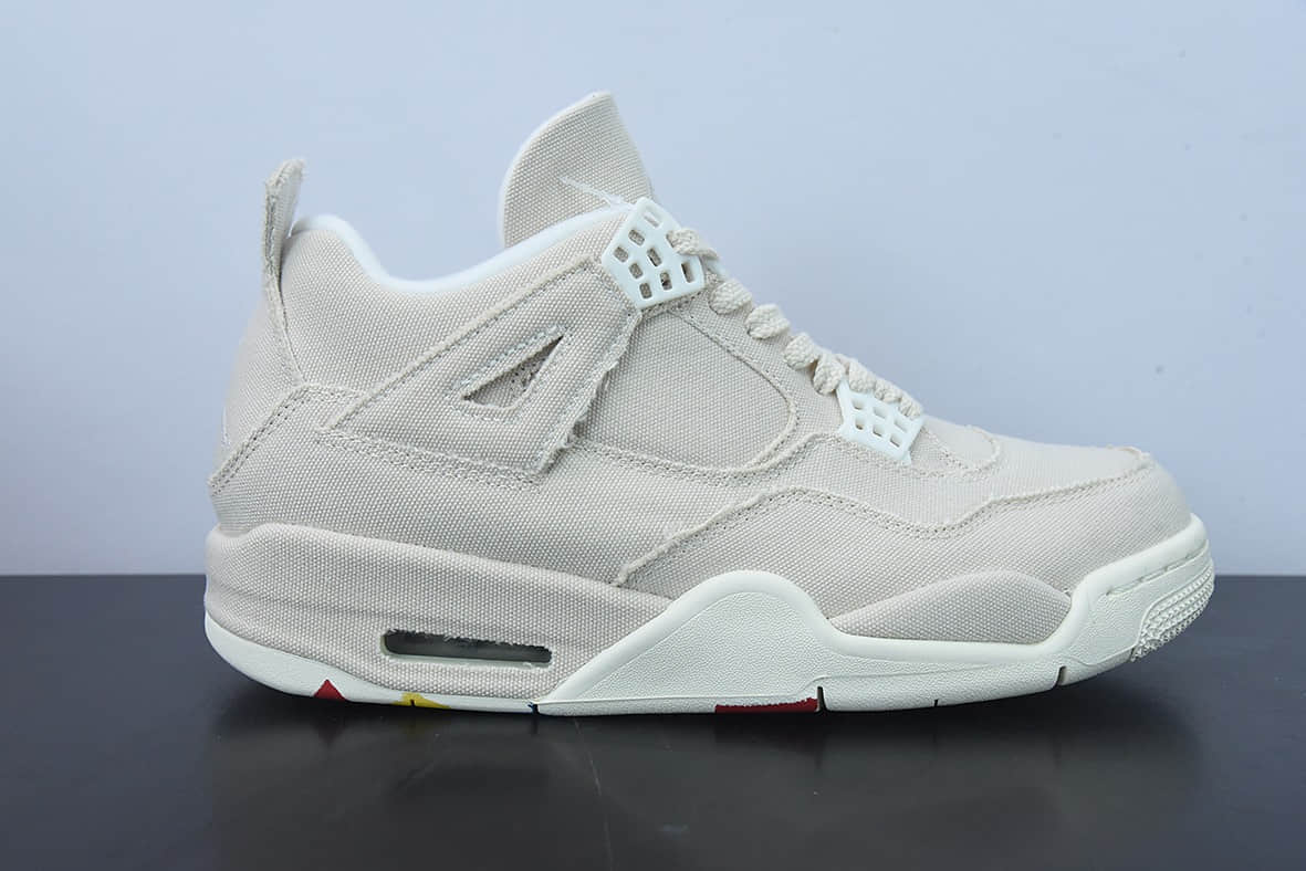乔丹Air Jordan 4 Rerto“Canvas” AJ4米白帆布小Levi's中帮篮球鞋纯原版本 货号：DQ4909-100