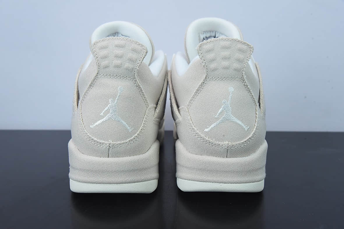 乔丹Air Jordan 4 Rerto“Canvas” AJ4米白帆布小Levi's中帮篮球鞋纯原版本 货号：DQ4909-100