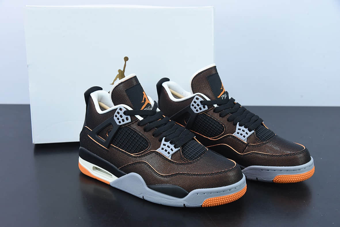乔丹 Air Jordan 4 Rerto SE“Starfish” 黑橙海星配色AJ4代中帮篮球鞋纯原版本 货号：CW7183-100
