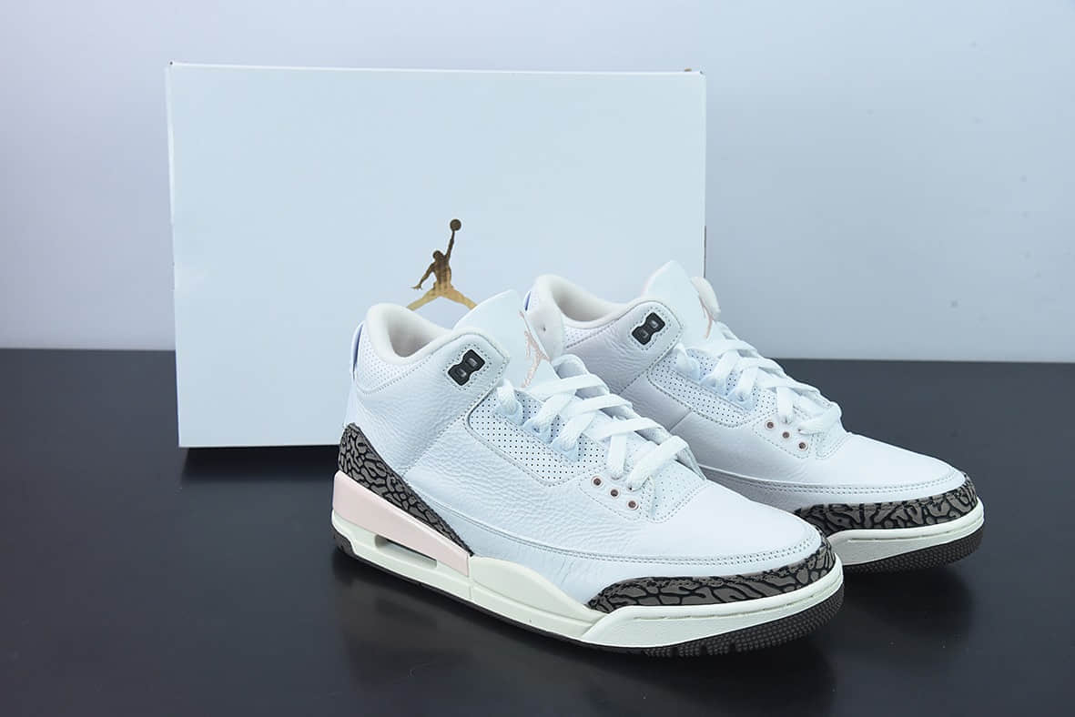 乔丹Air Jordan 3 Atmosphere AJ3 乔3白粉“樱花粉中帮篮球鞋纯原版本 货号:CK9246-102