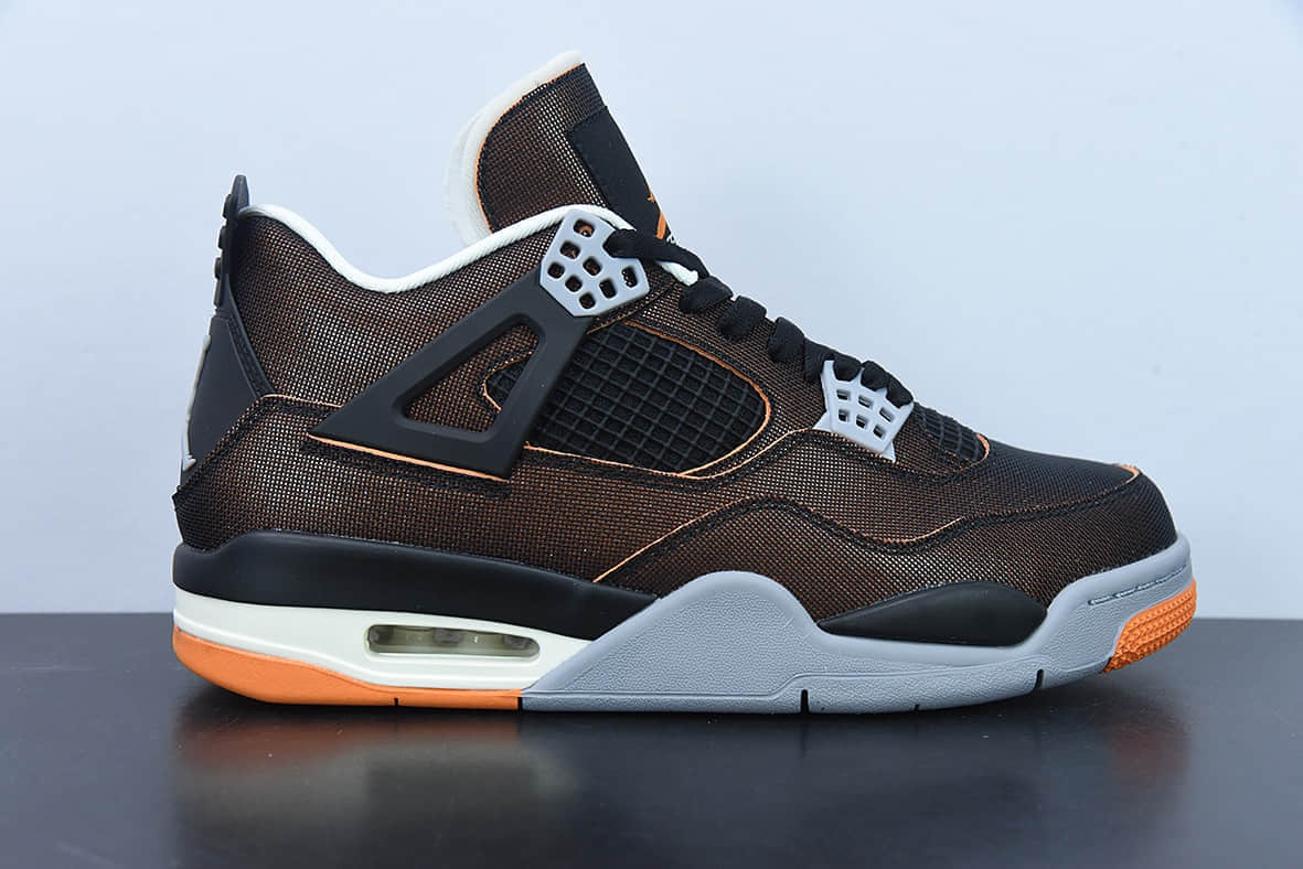 乔丹 Air Jordan 4 Rerto SE“Starfish” 黑橙海星配色AJ4代中帮篮球鞋纯原版本 货号：CW7183-100