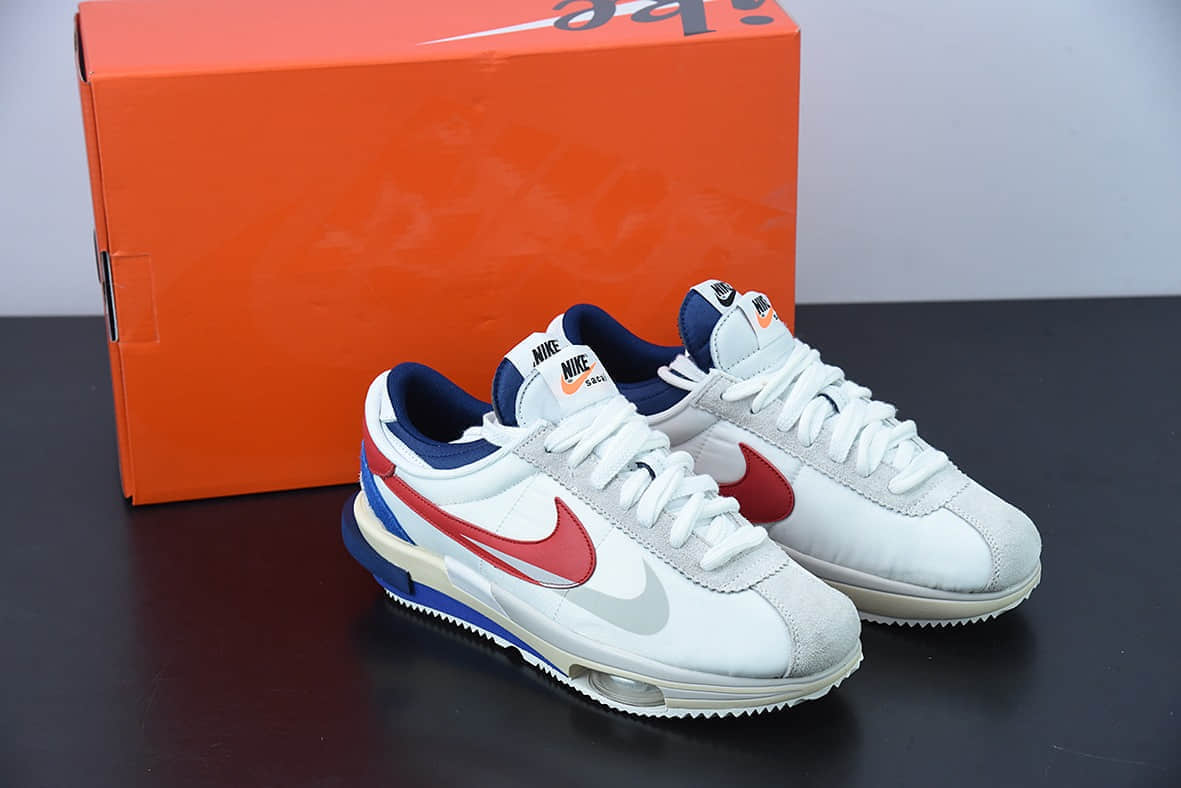 耐克 Nike Sacai x Nk Cortez 白蓝红 50周年纪念款华夫 4.0 运动跑鞋纯原版本 货号:DQ0581-100
