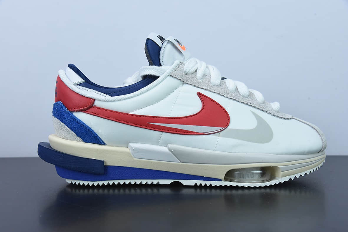 耐克 Nike Sacai x Nk Cortez 白蓝红 50周年纪念款华夫 4.0 运动跑鞋纯原版本 货号:DQ0581-100