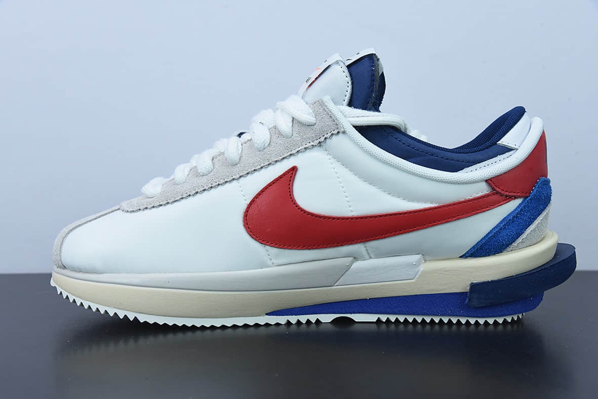 耐克 Nike Sacai x Nk Cortez 白蓝红 50周年纪念款华夫 4.0 运动跑鞋纯原版本 货号:DQ0581-100