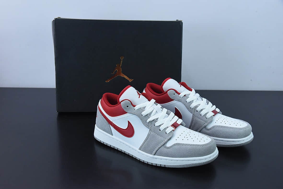乔丹Air Jordan 1 Low AJ1乔1灰白红低帮文化篮球鞋纯原版本 货号：DC6991-016