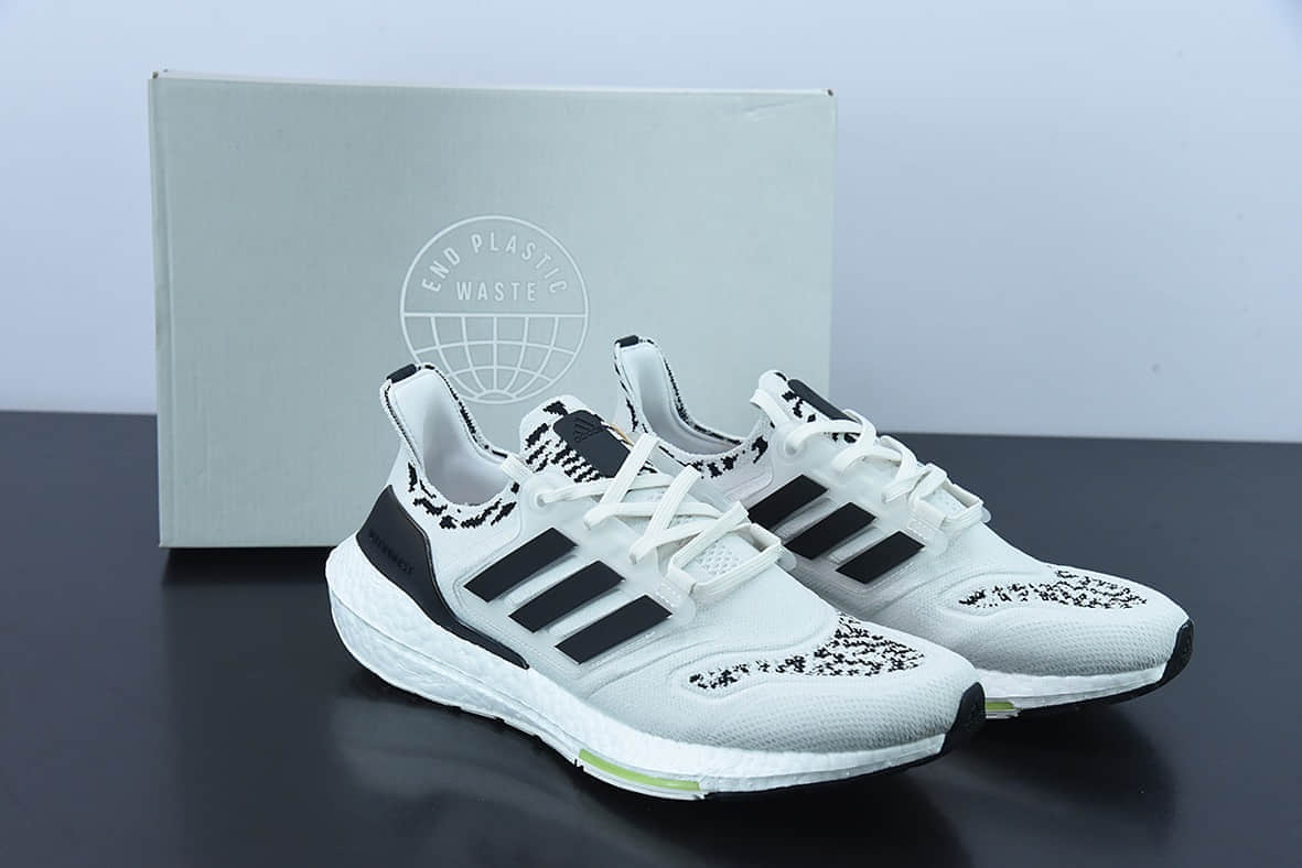 阿迪达斯Adidas Ultra Boost 22 Made With Nature 白黑色新款8.0厚底爆米花跑鞋纯原版本 货号:GX5573