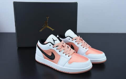 乔丹Air Jordan 1 Low GSWhite Light Madder RootAJ1“白粉黑丝绸低帮篮球鞋纯原版本 货号：DM8960-801