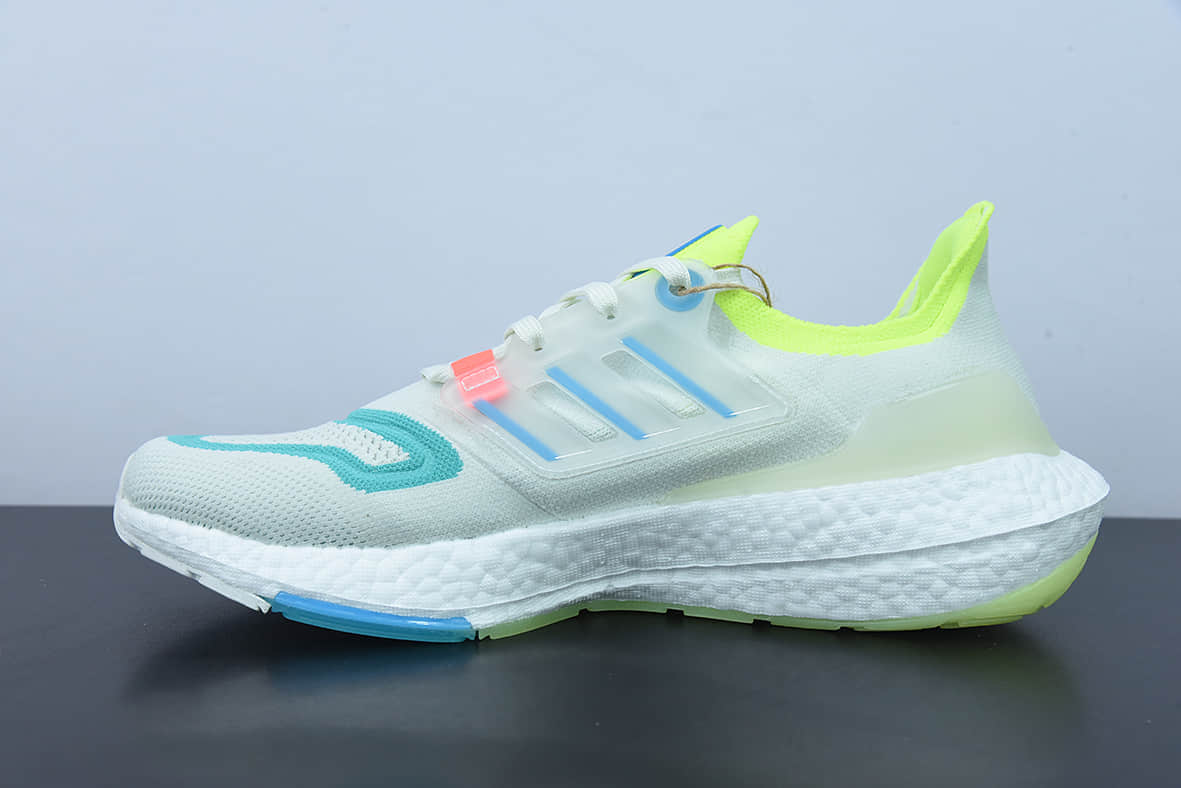 阿迪达斯 Adidas Ultra Boost 22 Made With Nature 新款白蓝黄8.0厚底爆米花跑鞋纯原版本 货号：GY8674