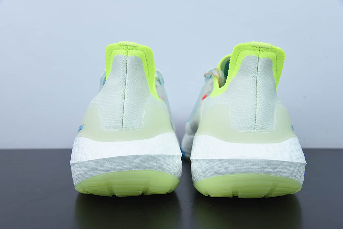 阿迪达斯 Adidas Ultra Boost 22 Made With Nature 新款白蓝黄8.0厚底爆米花跑鞋纯原版本 货号：GY8674