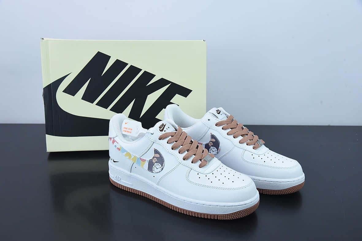 耐克Nike Air Force 1 ’07 “白棕涂鸦”空军一号低帮休闲板鞋纯原版本 货号:AF1234-003